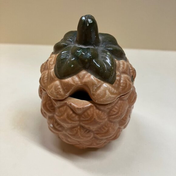 Vintage Small 2" Ceramic Condiment jars 5 pc Fruit set (no spoons) - Picture 7 of 13